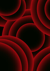 Aufkleber - Abstract hypnotic rhythm of light and shadow with Vibrant red concentric circles emerge from the darkness. Minimalist cover template with vibrant perspective geometric oval shapes.