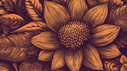 Poster - A hand-drawn vintage-style design with intricate details and warm earthy tones.