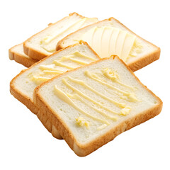 Fototapete - Buttered Slices of White Bread isolated on white background