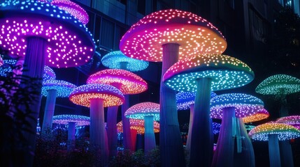 Poster - A high-tech city with futuristic LED billboards lighting up the streets.