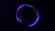 © Vooper - Shiny energy plasma particles orb on dark minimalitic business background. Gradient neon flowing magic sphere with purple and blue shiny waveforms.