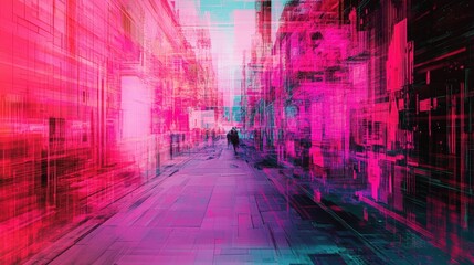 Poster - A hyper-digital cyberpunk aesthetic with dark neon cityscapes and virtual reality overlays
