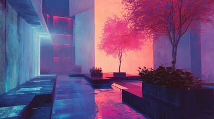 Poster - A hyper-digital cyberpunk aesthetic with dark neon cityscapes and virtual reality overlays