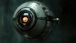 © slamet - Futuristic Surveillance Orb:  A Close-Up of a Sleek, High-Tech Robotic Sphere with Glowing Internal Components