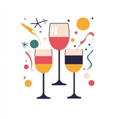 Poster - Sleek modern party logo with abstract icons celebrating special occasions and gatherings
