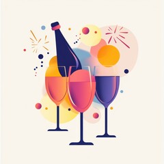 Poster - Modern party logo featuring abstract celebratory elements and minimal typography in a vibrant soft background for festive occasions