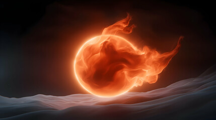Wall Mural - glowing orange sun with intense solar flares in dark space
