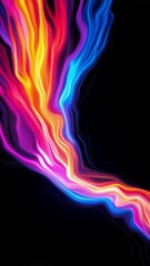 Fototapete - Dynamic abstract design with vibrant streaks, creating a modern and colorful visual effect on dark background