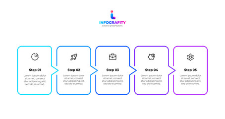 Fototapete - Linear Infographic Design Representing a Five-Step Business Process Flow Diagram