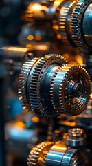Poster - Intricate gears turning in precision machinery showcasing industrial craftsmanship at work