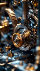 Poster - Close-up captures intricate gears turning in precise industrial machinery showcasing engineering excellence