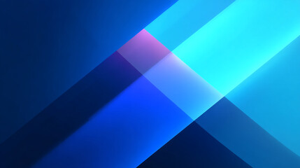 Poster - Abstract blue and cyan gradient background with intersecting planes and a touch of pink hue