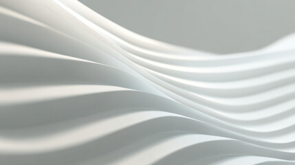 Poster - Abstract white wavy lines creating a flowing pattern with subtle shadows and soft light effects