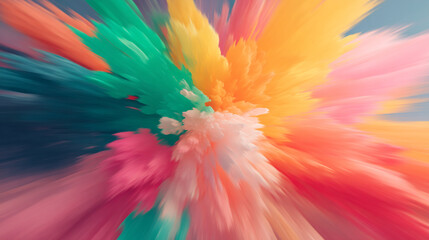 Poster - Abstract explosion of vibrant colors radiating outward from a central point in a dynamic display