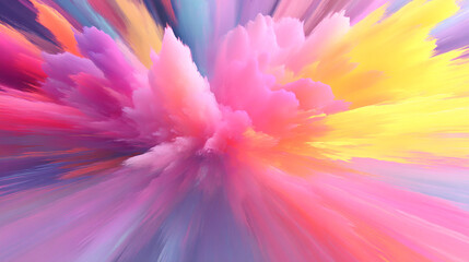 Poster - An abstract explosion of pastel colors radiating outwards from a central point in a dynamic display