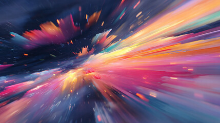 Poster - A vibrant explosion of colors creating a dynamic and abstract artistic representation in the image