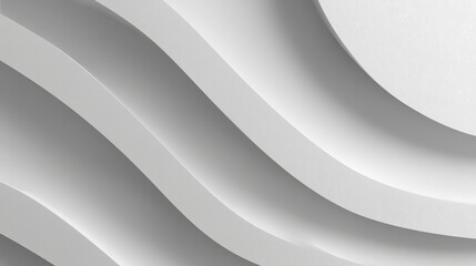 Poster - Abstract white curves creating a smooth flowing pattern with subtle shadows and light gradients