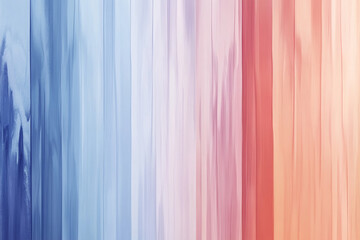 Poster - Abstract image with vertical, pastel color stripes, transitioning smoothly from cool blues to warm corals, creating a calming and serene atmosphere, ideal for design backgrounds