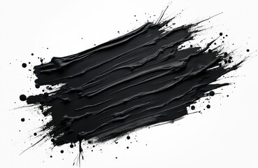 Aufkleber - Black paint strokes on white background. Paintbrush brush strokes, grunge stain, splash effect. Artistic illustration. Abstract graphic element. Creative design resources for background, banner,