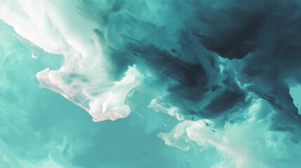 Aufkleber - Abstract teal and white clouds swirling together in a dreamy and ethereal composition style image