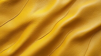 Poster - Close-up of textured yellow leather with soft folds and subtle lines.