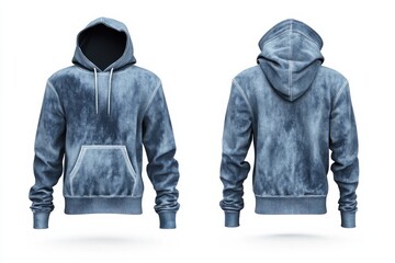 Poster - Stylish denim hoodie for casual wear featuring a front pocket and drawstring hood in a trendy design