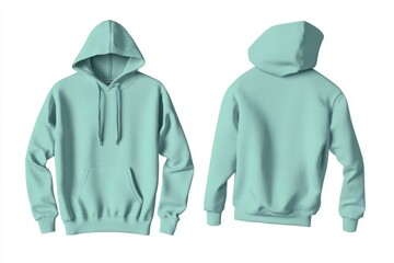 Poster - Light turquoise hoodie displayed from multiple angles for casual wear and fashion