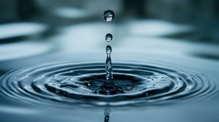 Aufkleber - Close-up of a water droplet impacting a surface, creating concentric ripples.
