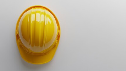 Poster - Yellow hard hat on white background.