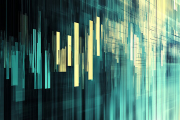 Poster - Abstract image with teal and beige rectangular shapes, creating a textured, layered effect, suggesting depth and movement, ideal for modern design or technological concepts