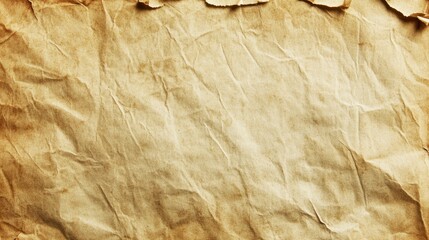 Poster - Close-up of crumpled, aged, textured, brown paper with irregular edges.