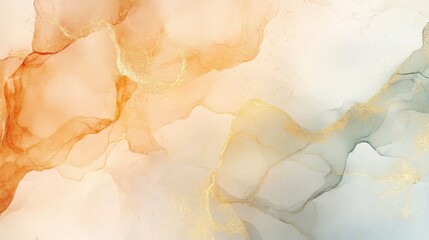 Aufkleber - Abstract art. Warm and cool tones blend in fluid, swirling patterns with gold accents.