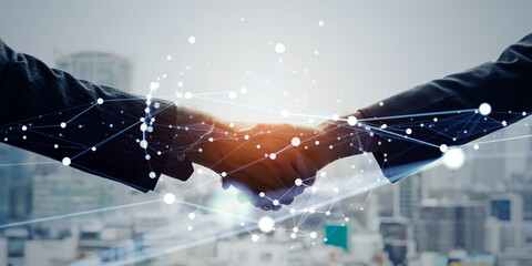 Poster - Group of business people shaking hands and networking concept