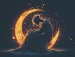 © Mateusz - Solitude's Embrace: A figure is embraced by the warm light of a crescent moon. Reflecting themes of introspection, tranquility, and the beauty found within the silent moments.