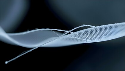 Wall Mural - close up of a white thread on a black background