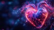 © Dmitry - A glowing heart pulses in vibrant colors, detailed veins, set against a captivating blue and purple backdrop