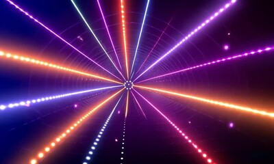 Wall Mural - vibrant looping disco video with flashing colorful lights creating geometric shapes and retro patter