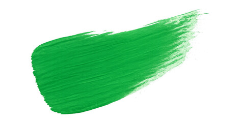 Poster - Vibrant emerald paint stroke sweeping across transparent canvas surface