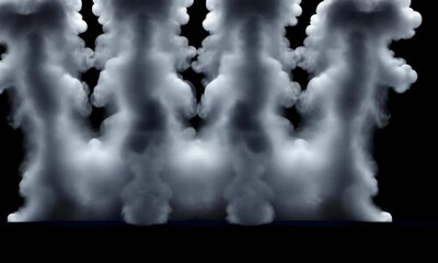 Canvas Print - Mesmerizing Animation of Blue Smoke Plumes Bursting with Soft Glow and Fading into Dark Backdrop Made with Generative AI Technology