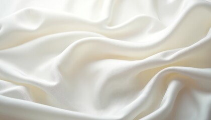 Poster - Abstract white silk fabric with smooth, soft, elegant folds. Clean delicate texture and waves. Backdrop for cosmetic cream, beauty product ads, fashion or website banner.