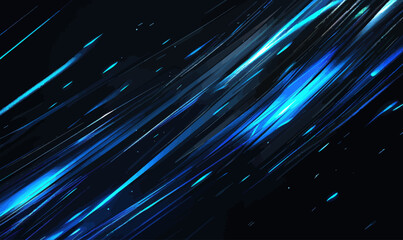Poster - Abstract Black and Blue Technology Background with High-Speed Glowing Light Effect