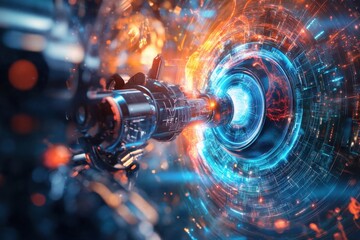 Poster - Futuristic technology reveals a dynamic portal with vibrant energy patterns