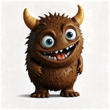 smiling brown monster cute 3d art illustration in transparent background transparent background isolated png stock