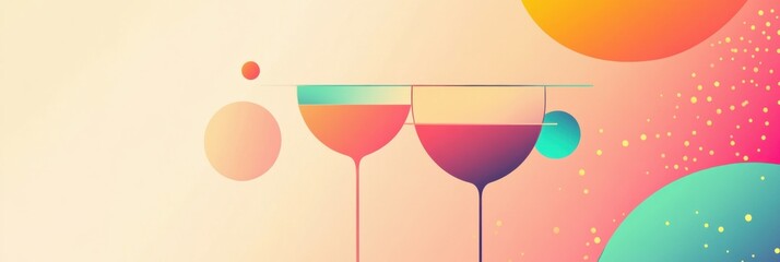 Poster - Sleek modern party logo featuring abstract celebratory icons and vibrant minimalistic design for festive events