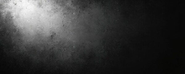 Aufkleber - Grunge black white grainy background texture. Abstract dot noise pattern grunge gradient banner header with illuminated spot on dark gray. Banner poster backdrop copy space. Suitable for