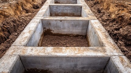 Poster - Stormwater drain under installation with large precast sections aligned in trench