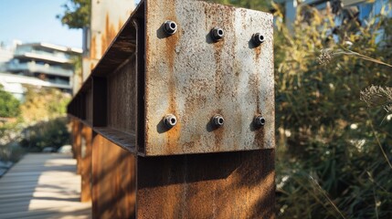 Poster - Structural detail of beam-to-column joint showing bolt arrangement and plate thickness
