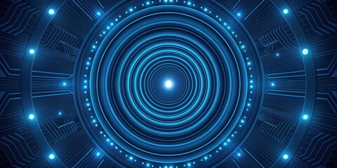 Poster - Futuristic circular design with glowing lines and a central light source, evoking technology and innovation.