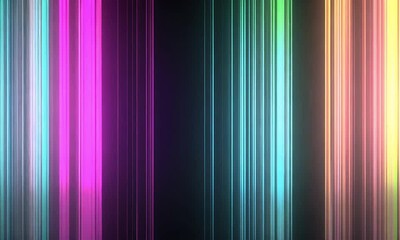 Poster - Seamless Flow of Multicolored Light Streaks Blending Pink Purple and Turquoise Over a Dark Gradient Made with Generative AI Technology