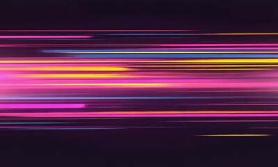 Poster - Smooth Flowing Multicolored Streaks in Pink Purple and Turquoise Over a Dark Gradient Made with Generative AI Technology